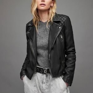 AllSaints Cargo Biker leather Jacket - UK6/US2